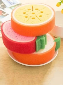 4 miếng bọt biển làm sạch hình trái cây - Nhiều màu - Xem 4