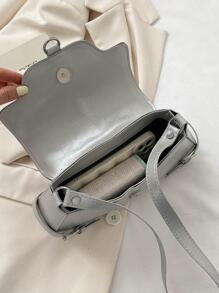 防水、輕便、便攜式、經典、休閒哥特式、Y2K 風格、朋克風格、萬聖節搗蛋包萬聖節派對用品手提包萬聖節、萬聖節幽靈哥特式幽靈時髦單肩包銀色翻蓋按扣PU 適合大學、青少年、女式、女士非常適合萬聖節、假期、度假、購物、戶外 - 銀色 - 查看 9