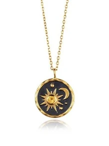 Collier Soleil & Lune Détail À Breloque Ronde