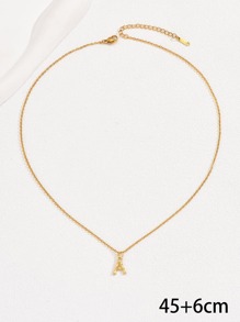 1件 时尚简约女士镂空26字母英文项链 - 金色 - 查看 7