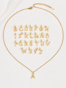1件 时尚简约女士镂空26字母英文项链 - 金色 - 查看 2
