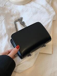Women's Fashion Mini Chain Shoulder Bag - Black - View 5