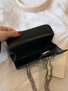 Women's Fashion Mini Chain Shoulder Bag - Black - View 4