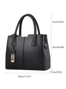 女士黑色簡約手提袋，適合日常穿搭 - 黑色 - 查看 6