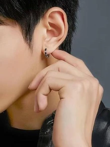 男士雙色圓耳環 - X101-A(時間軸一對耳釘) - 查看 2