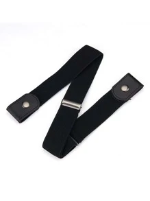Minimalist Solid Buckle-free Belt - Black - View 2