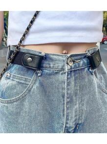 Minimalist Solid Buckle-free Belt - Black - View 1