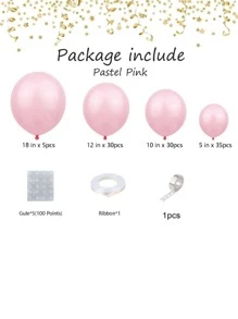 Party Anny Long 107 chiếc Vòng hoa bóng trang trí màu trơn, Vòm bóng bay cao su màu hồng hiện đại để tổ chức tiệc - Hồng - Xem 5
