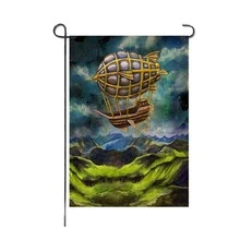 2 piezas Bandera de jardín con patrón de globo aerostático - Verde - Ver 6