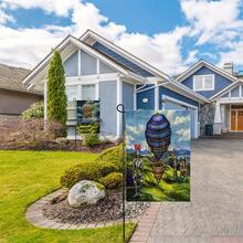 2 piezas Bandera de jardín con patrón de globo aerostático - Verde - Ver 2