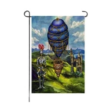 2 piezas Bandera de jardín con patrón de globo aerostático - Verde - Ver 5