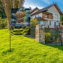 2 piezas Bandera de jardín con patrón de globo aerostático - Verde - Ver 4