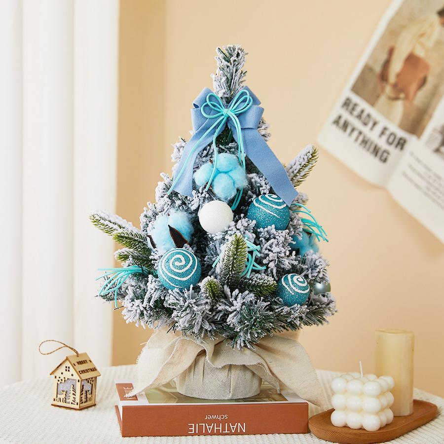 35cm Christmas Decoration Mini Tabletop Tree Set - Blue - View 1