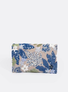 Sequin Embroidered Floral Envelope Clutch, Women's Fashion Sequin Patchwork Handbag, Party Evening Bag, Random Cut, Suitable For Women, Suitable For Parties, Weddings, Galas, Etc., Perfectly Matches Holiday Party Dresses, Evening Gowns And Sequin Dresses. Shiny Sequin Bag, Elegant Choice For Women. - Multicolor - View 6