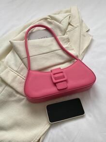 Medium Zipper Bag Minimalist Pink Adjustable Strap - Pink - View 3