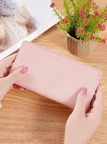 時尚長款錢包粉色雙折PU皮革 - 粉色 - 查看 4