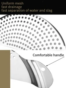 1pc Stainless Steel Silver Kitchen Filter Plate, Moon Shaped Water Filter - Silver - View 3