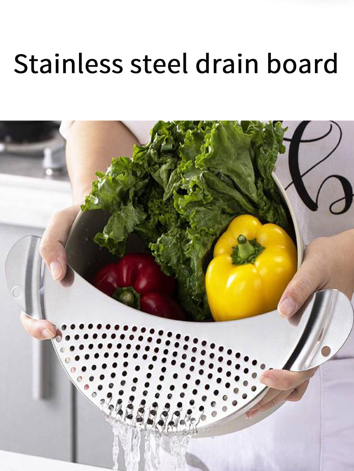 1pc Stainless Steel Silver Kitchen Filter Plate, Moon Shaped Water Filter - Silver - View 1