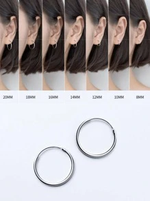 BALMORA 純銀圓形耳釘 - 銀色 - 查看 2