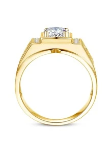 1 Bạc Quyến Rũ Phòng Thí Nghiệm Tạo Ra Moissanite Trang Trí Nhẫn Bạc Cho Nam Cưới - Vàng - Xem 2