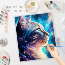 按數字繪畫貓動物圖片帶數位家居裝飾手繪 DIY 禮物無框 40x50 厘米/16x20 英寸 - 彩色 - 查看 3
