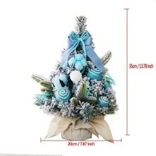 35cm Christmas Decoration Mini Tabletop Tree Set - Blue - View 3