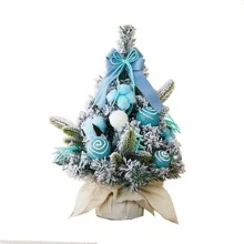 35cm Christmas Decoration Mini Tabletop Tree Set - Blue - View 2