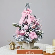 35cm Christmas Decoration Mini Tabletop Christmas Tree Set,Christmas - Pink - View 1