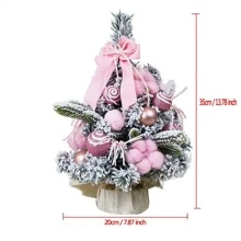 35cm Christmas Decoration Mini Tabletop Christmas Tree Set,Christmas - Pink - View 3