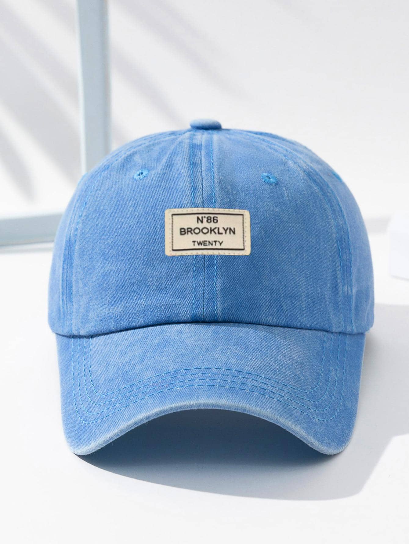 Men Letter Patch Decor Baseball Cap Street - Baby Blue - View 1