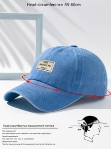 Men Letter Patch Decor Baseball Cap Street - Baby Blue - View 4