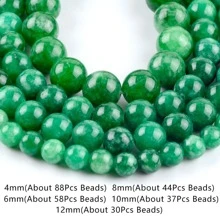 1串天然寶石綠色翡翠珠散裝間隔圓珠用於珠寶製作DIY手鍊 - 綠色 - 查看 4