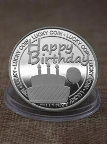1入組生日標語圖案硬幣 - 銀色 - 查看 1