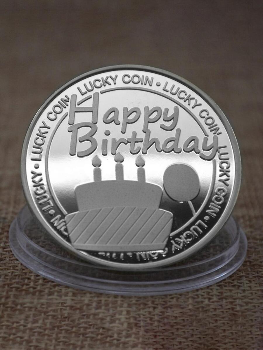 1入組生日標語圖案硬幣 - 銀色 - 查看 1
