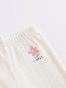 Toddler Girls Cartoon Graphic Leggings - Beige - View 3