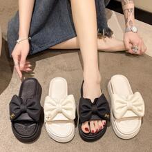 Donna Sandali con zeppa con decorato fiocco zeppe preppy esterno