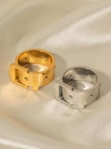 Uworld 1 件时尚手表带设计不锈钢戒指女式珠宝皮带扣指环女士 Y2K 音乐节派对朋克装饰珠宝 - 彩色 - 查看 10