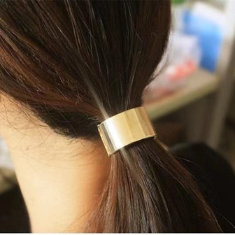 1 件女士时尚金色金属马尾辫夹，闪亮简约发带，适合日常使用优雅金色头饰