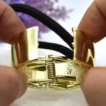 1 件女士时尚金色金属马尾辫夹，闪亮简约发带，适合日常使用优雅金色头饰