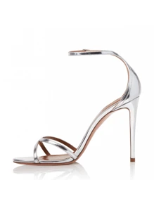 女士踝帶細跟魅力四射銀高跟涼鞋 - 銀色 - 查看 3