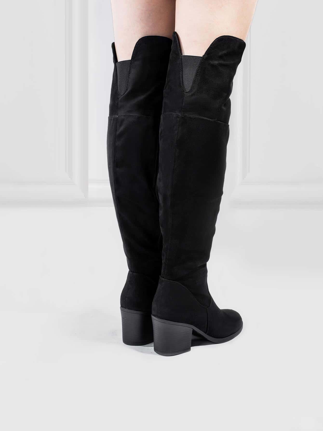 Women's Thigh High Boots Sexy Stacked Block Heel Boots Over the Knee