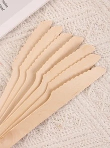 50入組一次性木頭刀 - 米色 - 查看 2