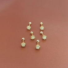 6 chiếc Bông tai đinh vít bằng ngọc bích & đồng đơn giản có kẹp tai không xỏ khuyên & 4 khay đựng bông tai hình trái tim, dành cho nam và nữ làm phụ kiện đeo hàng ngày - Vàng - Xem 1