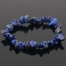 Asymmetric Natural Gemstone Bracelet Stretch Chip Beads Nuggets Rose Crystal Quartz Bracelets Bangles For Women - Navy Blue - View 6
