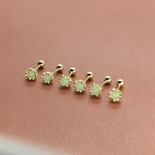 6 chiếc Bông tai đinh vít bằng ngọc bích & đồng đơn giản có kẹp tai không xỏ khuyên & 4 khay đựng bông tai hình trái tim, dành cho nam và nữ làm phụ kiện đeo hàng ngày - Vàng - Xem 5