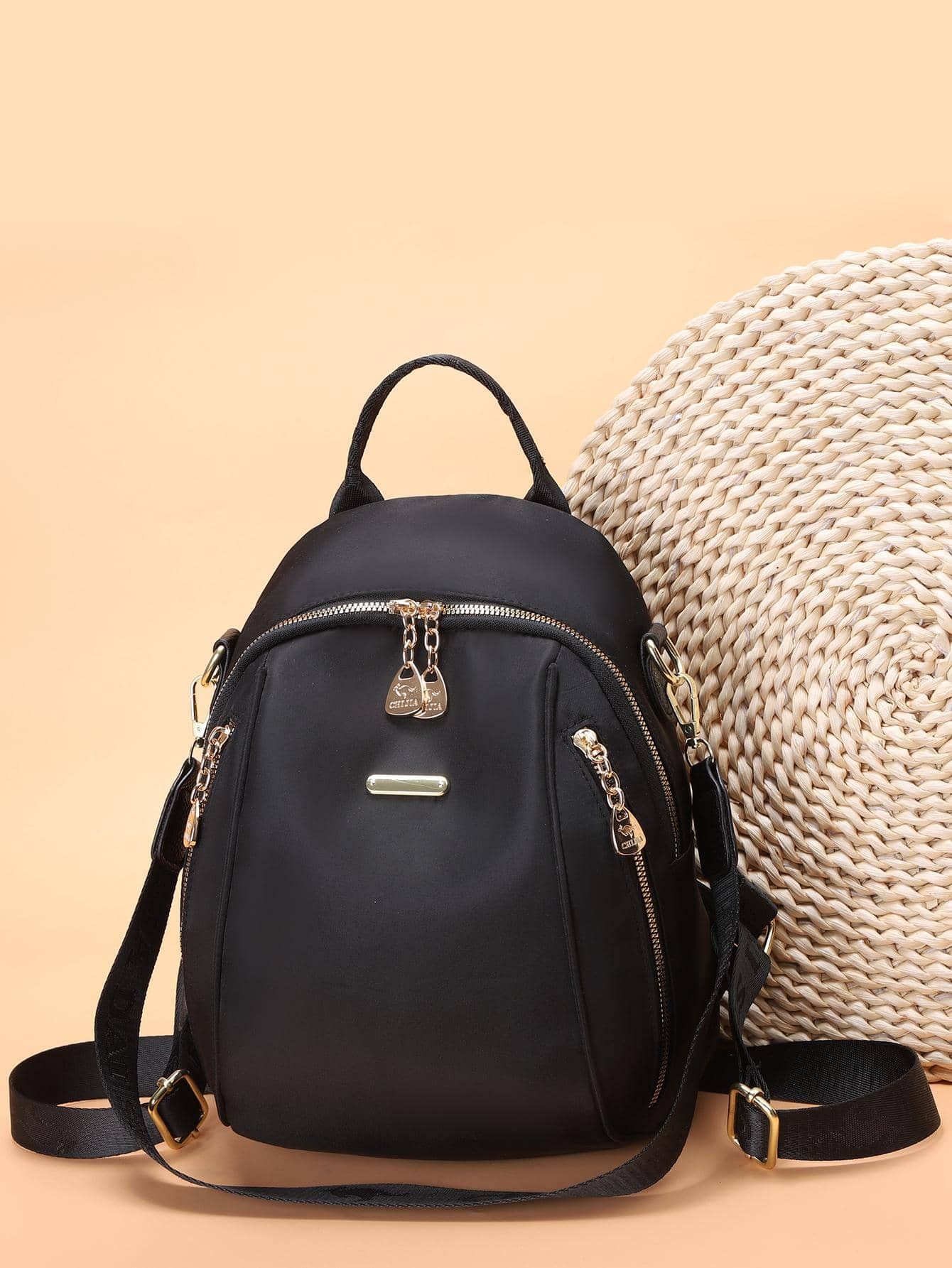 女士時尚和大容量新款後背包 - 黑色 - 查看 1