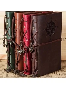 Retro Personalized Notebook Journal Notebook Spiral Ring Binder Diary Book - Brown - View 2