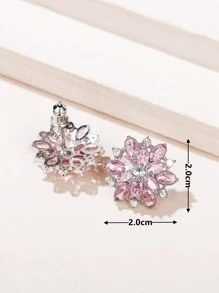 1對華麗方晶鋯石耳釘適合女士婚禮派對首飾類情人節禮品 - 粉色 - 查看 6