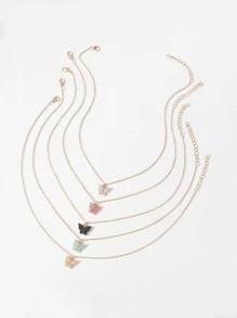 4入组/套彩色蝴蝶項鍊套裝 - 彩色 - 查看 1