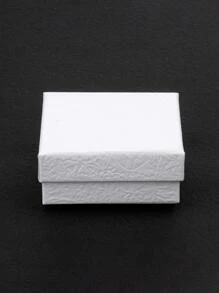 1Pc 7X7X3cm Giấy Trắng Hộp Đựng Trang Sức Vòng Tay Vòng Cổ Vòng Bông Tai Hộp Handmade Kraft Quà Cưới - trắng - Xem 3